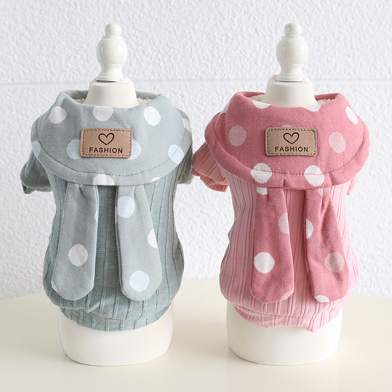 Pet Dot Pattern Coat Rabbit Ear Design