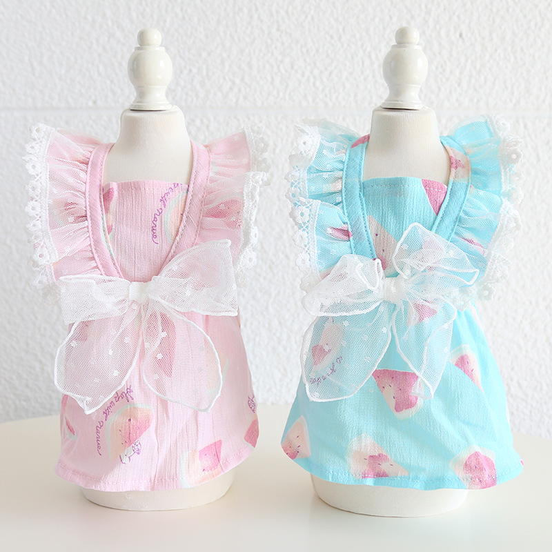 Pet Lace Bow Dress Watercolor Print Design
