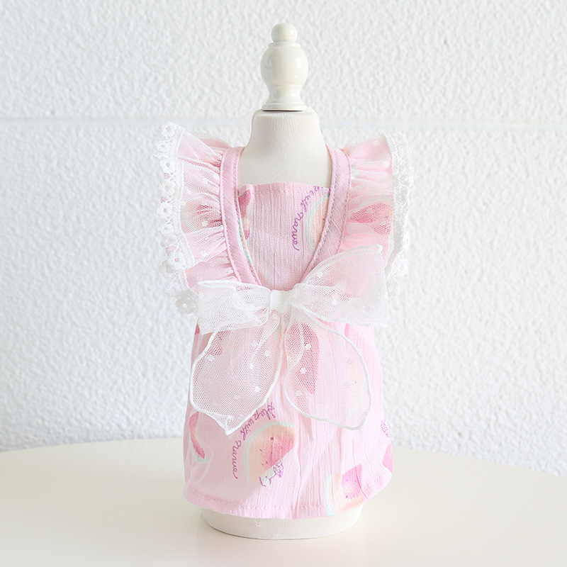 Pet Lace Bow Dress Watercolor Print Design