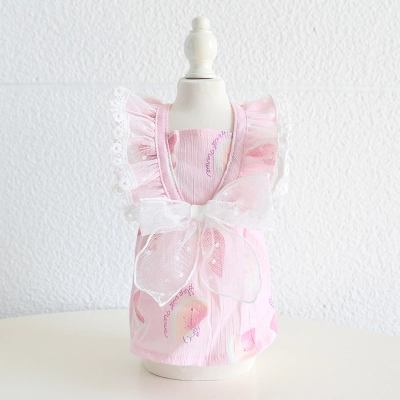 Pet Lace Bow Dress Watercolor Print Design 02