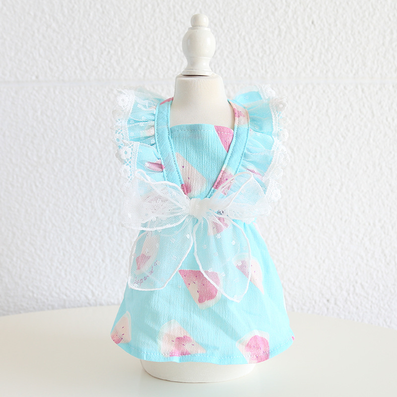 Pet Lace Bow Dress Watercolor Print Design