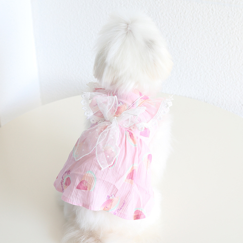 Pet Lace Bow Dress Watercolor Print Design