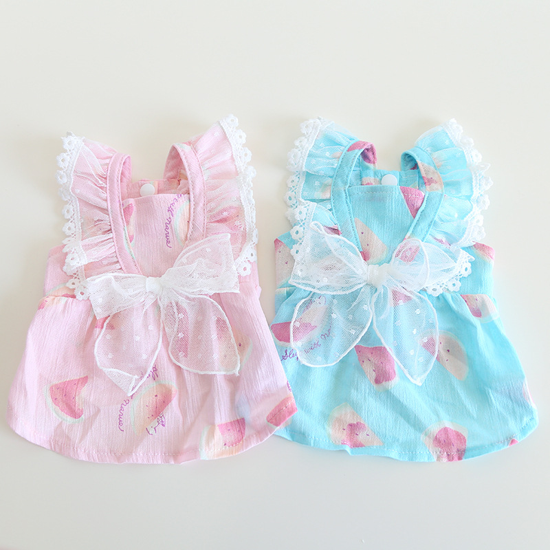 Pet Lace Bow Dress Watercolor Print Design