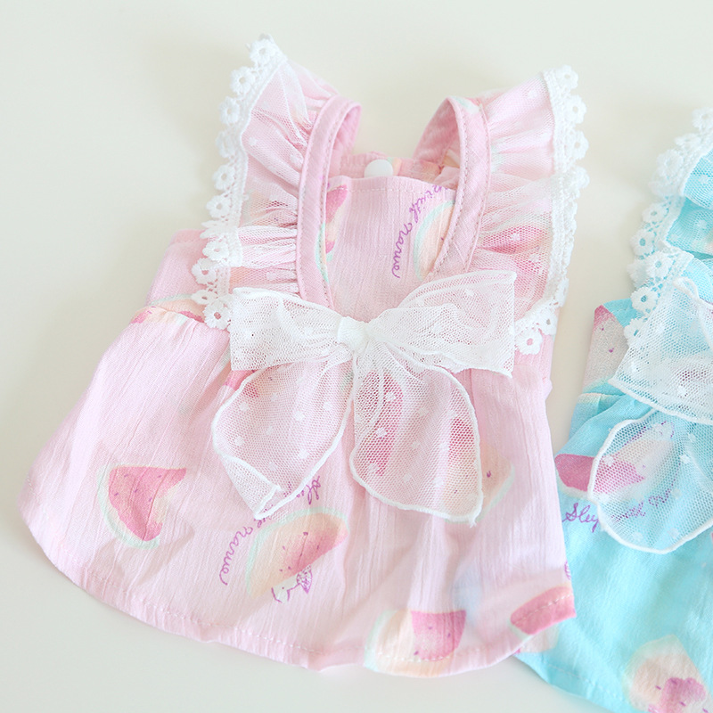 Pet Lace Bow Dress Watercolor Print Design