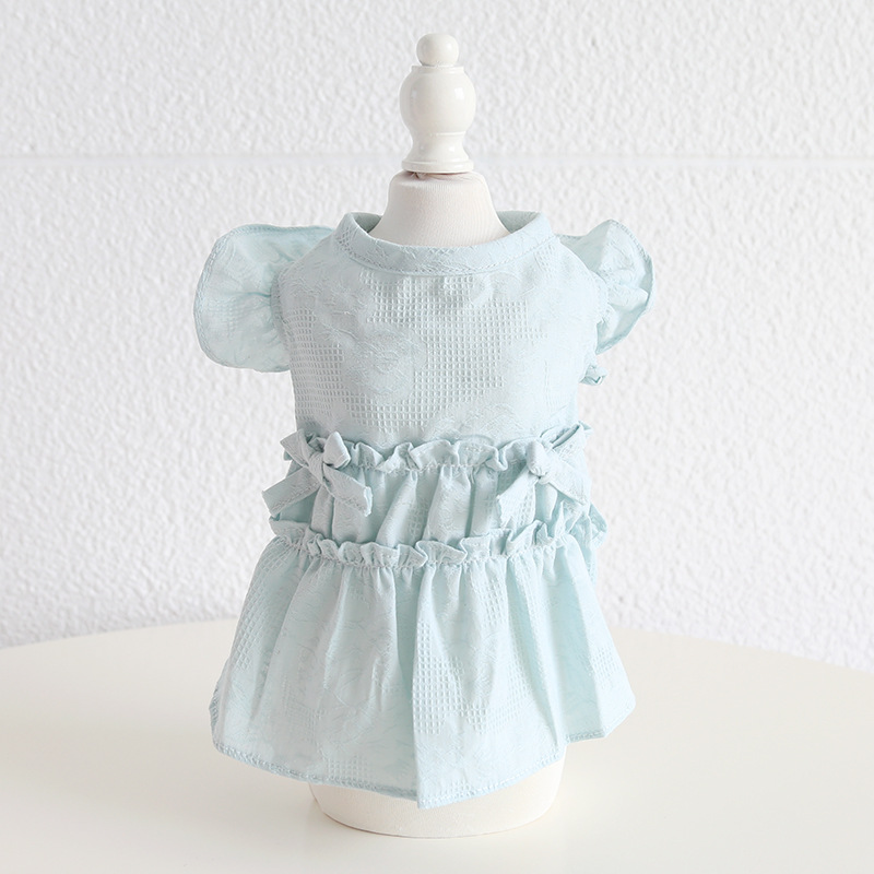 Pet Tiered Ruffle Dress Bow Accent Princess Style