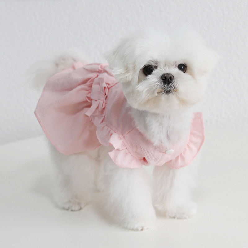 Pet Tiered Ruffle Dress Bow Accent Princess Style