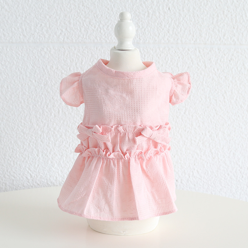 Pet Tiered Ruffle Dress Bow Accent Princess Style