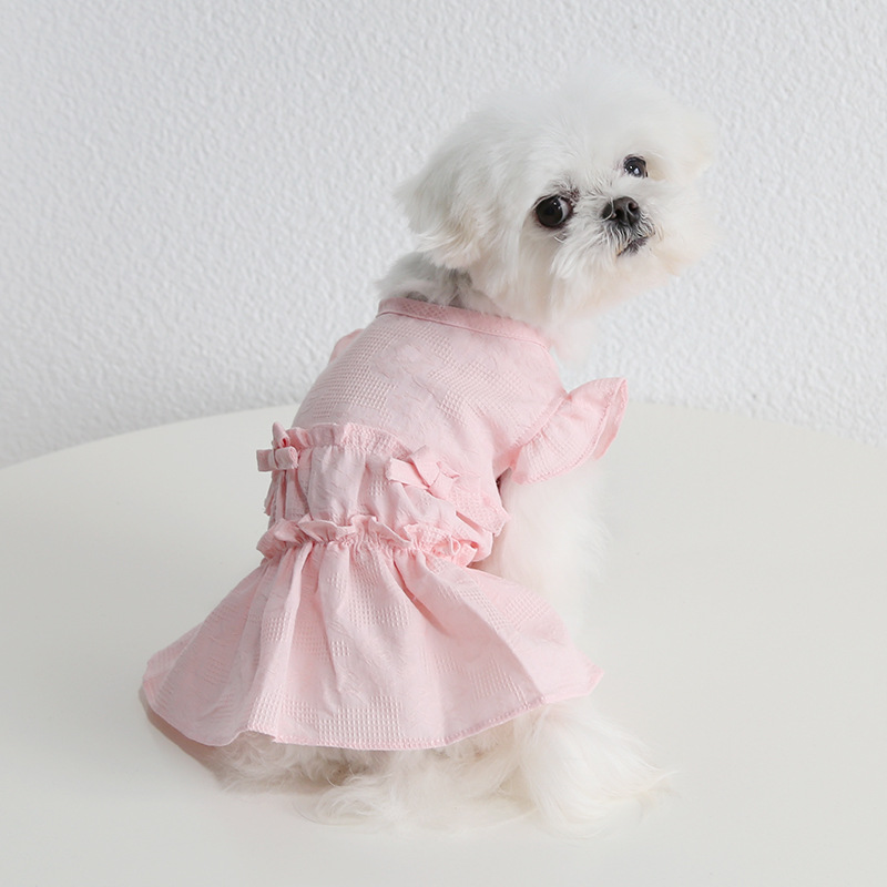 Pet Tiered Ruffle Dress Bow Accent Princess Style