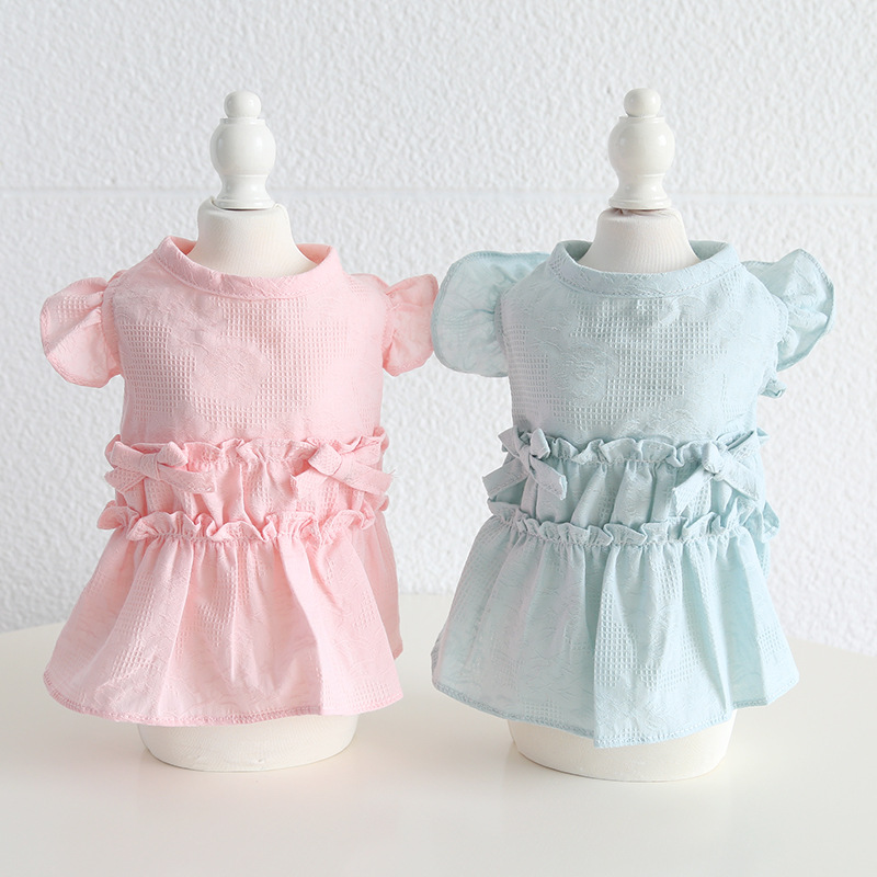 Pet Tiered Ruffle Dress Bow Accent Princess Style