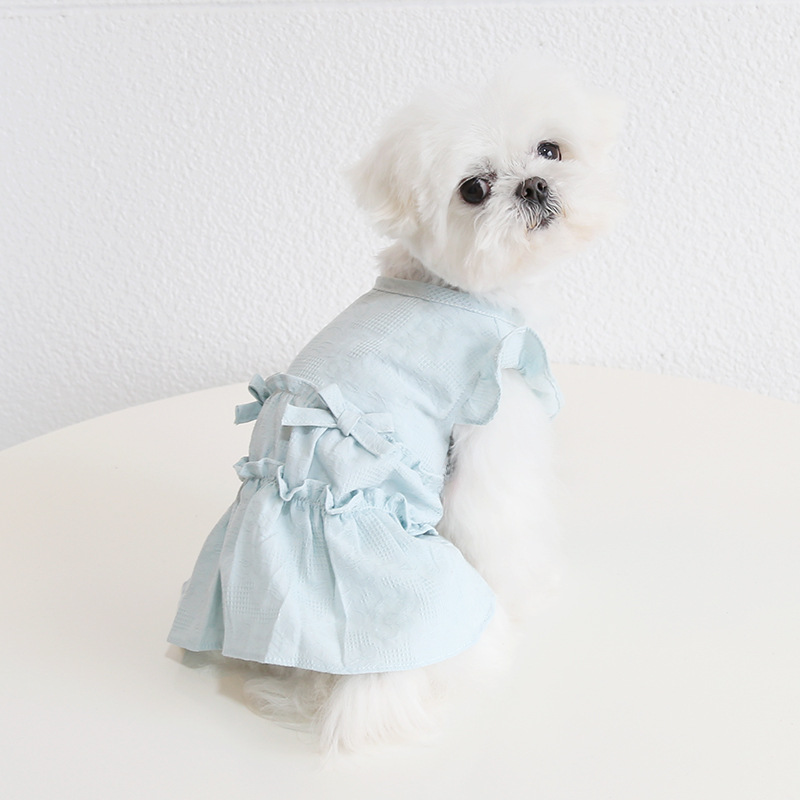 Pet Tiered Ruffle Dress Bow Accent Princess Style