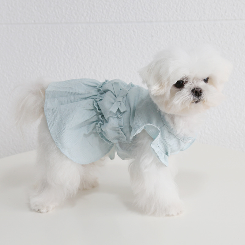 Pet Tiered Ruffle Dress Bow Accent Princess Style