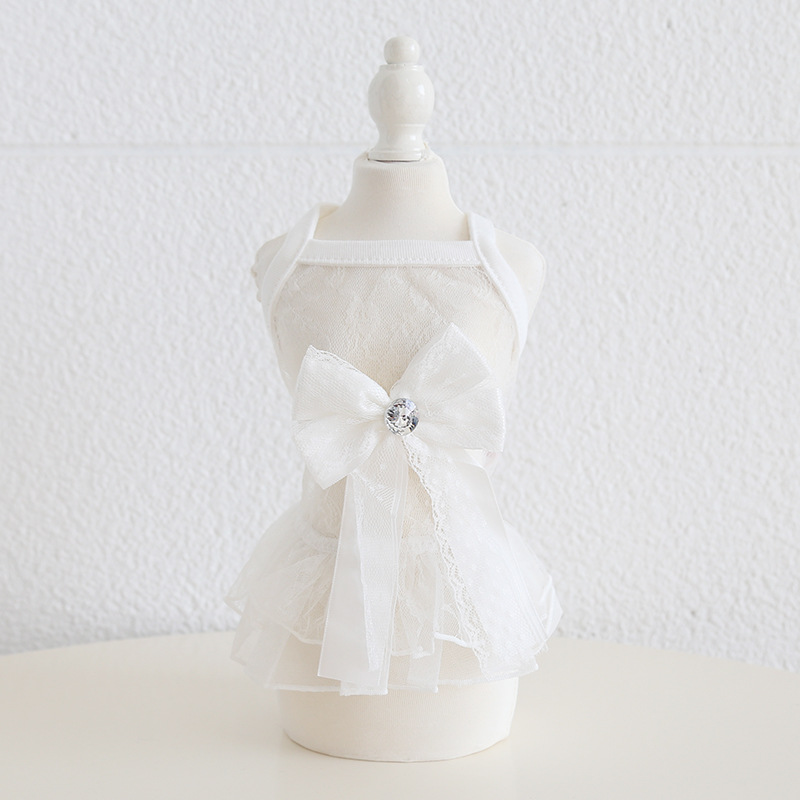 Pet Lace Bow Dress Tiered Tulle Fairy Style