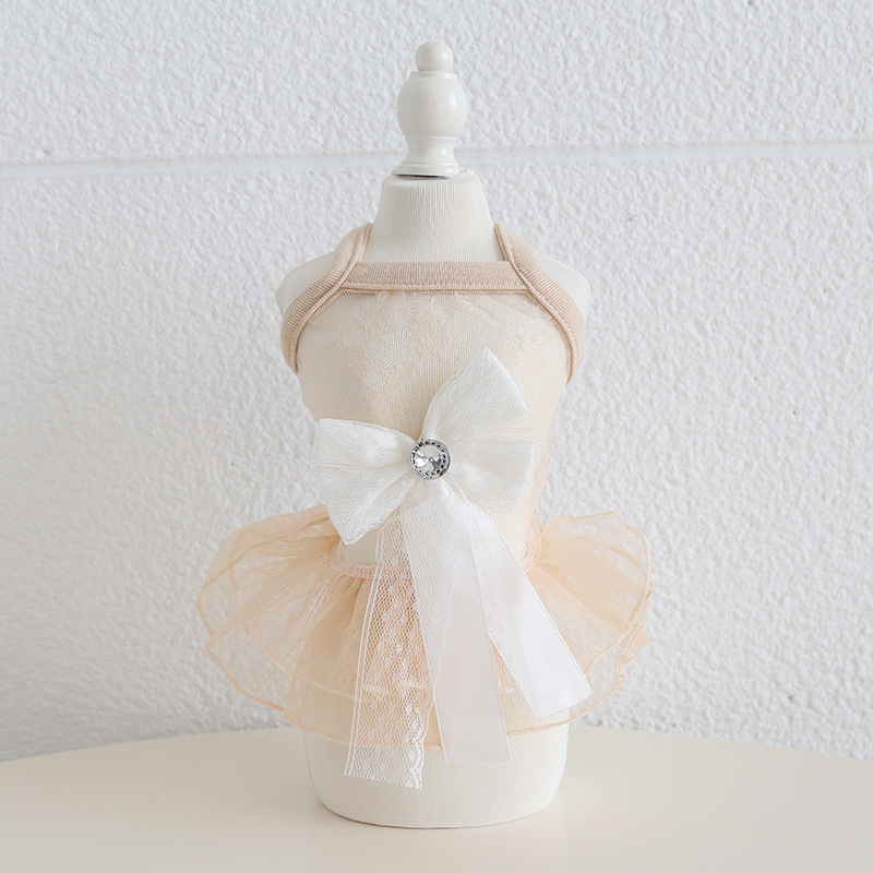 Pet Lace Bow Dress Tiered Tulle Fairy Style