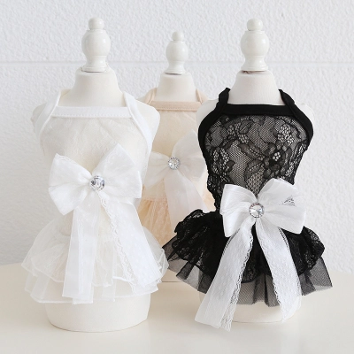 Pet Lace Bow Dress Tiered Tulle Fairy Style 01