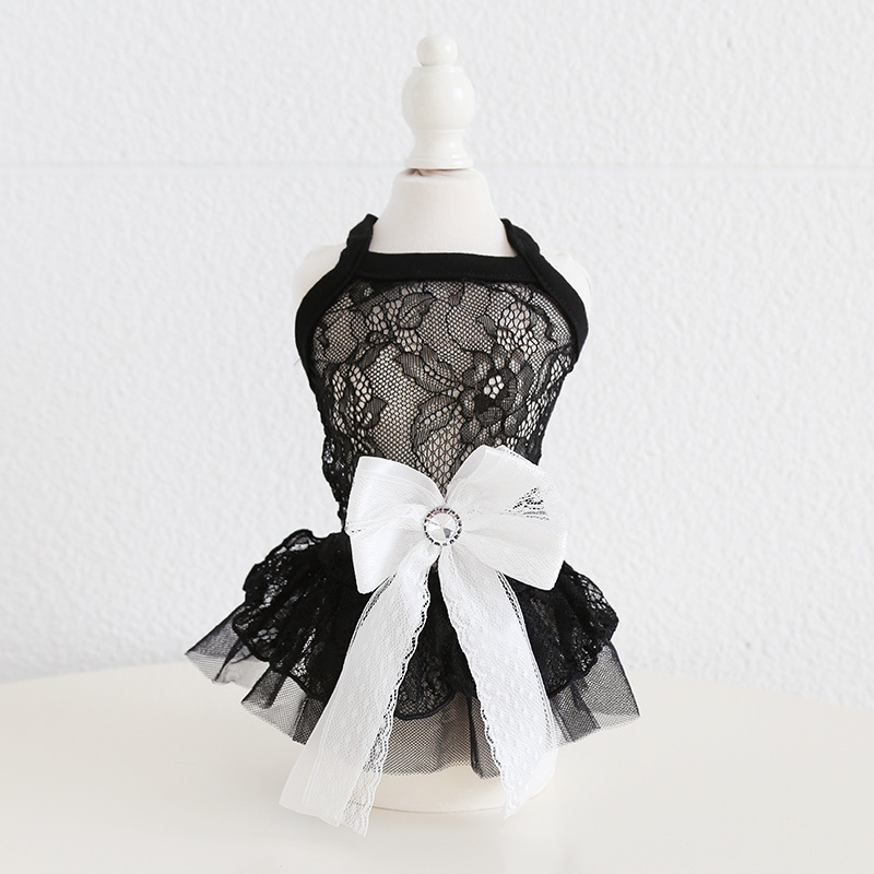 Pet Lace Bow Dress Tiered Tulle Fairy Style