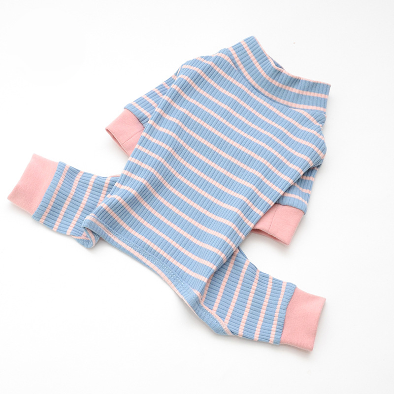 Pet Striped Stretch Suit Four Legs Thermal Design