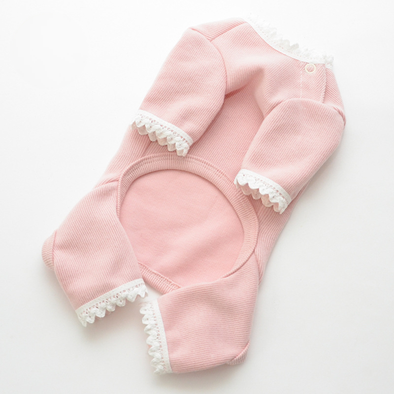 Pet Lace Trim Jumpsuit Four Legs Cozy Design