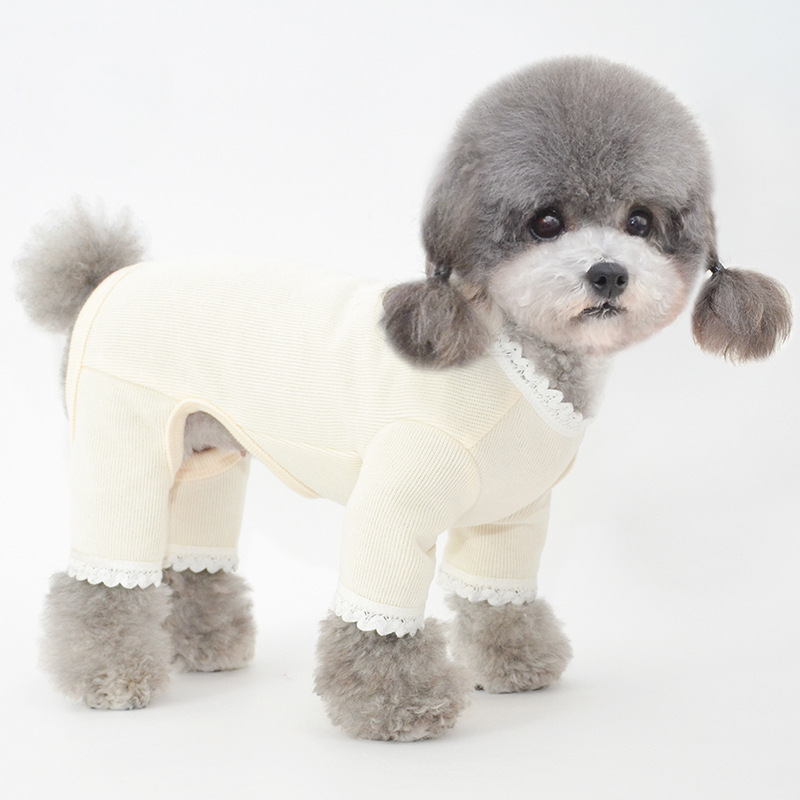 Pet Lace Trim Jumpsuit Four Legs Cozy Design