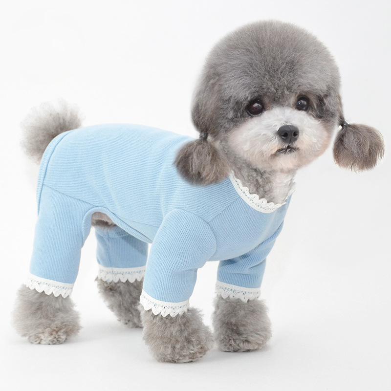 Pet Lace Trim Jumpsuit Four Legs Cozy Design