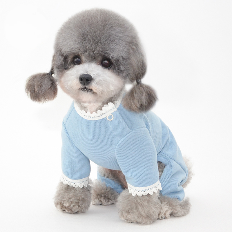 Pet Lace Trim Jumpsuit Four Legs Cozy Design