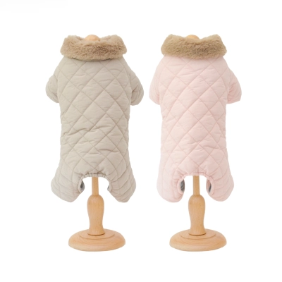 Pet Plush Collar Quilted Jumpsuit Thermal Winter Design 01