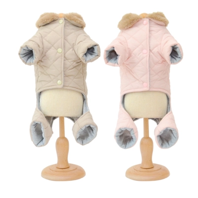 Pet Plush Collar Quilted Jumpsuit Thermal Winter Design 02