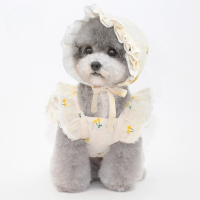 Pet Floral Dress Set Frill Collar Seasonal Design 02