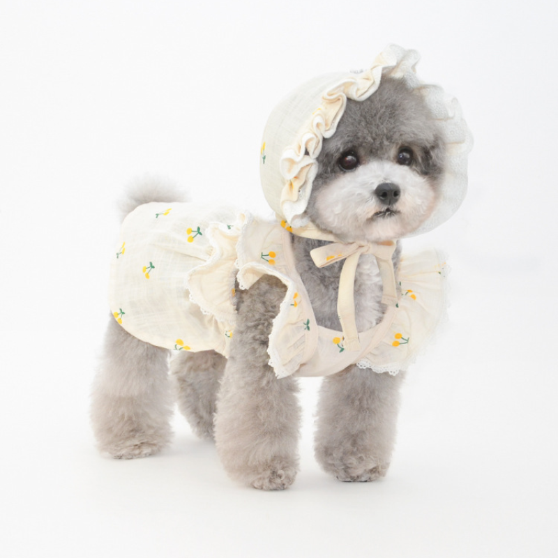 Pet Floral Dress Set Frill Collar Seasonal Design