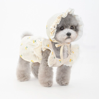 Pet Floral Dress Set Frill Collar Seasonal Design 01