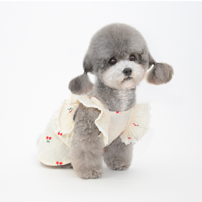 Pet Floral Dress Set Frill Collar Seasonal Design