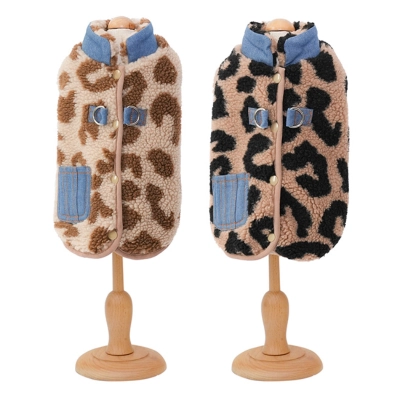Pet Leopard Vest Back Opening Thermal Winter Design 01