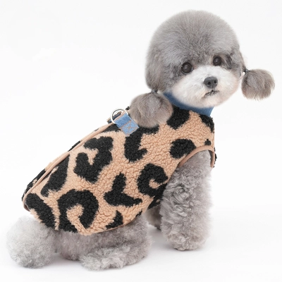 Pet Leopard Vest Back Opening Thermal Winter Design 02