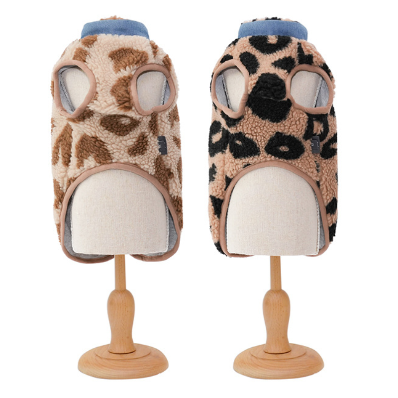 Pet Leopard Vest Back Opening Thermal Winter Design