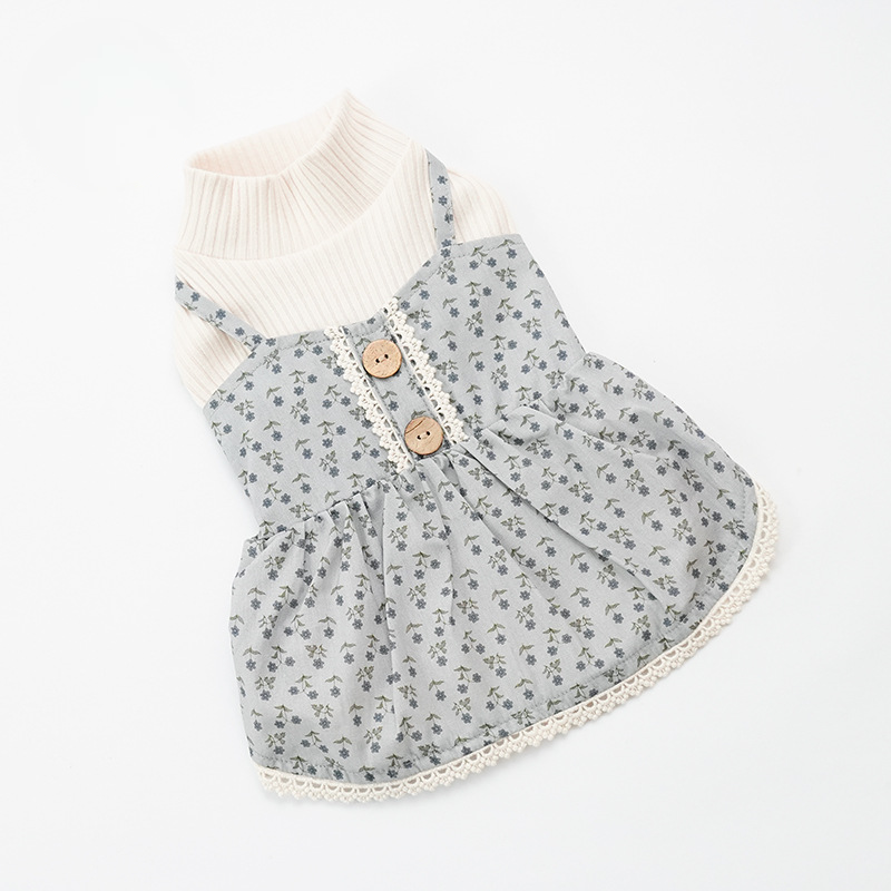 Pet Two Piece Dress Set Mock Collar Winter Design