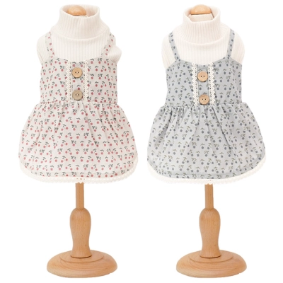 Pet Two Piece Dress Set Mock Collar Winter Design 01