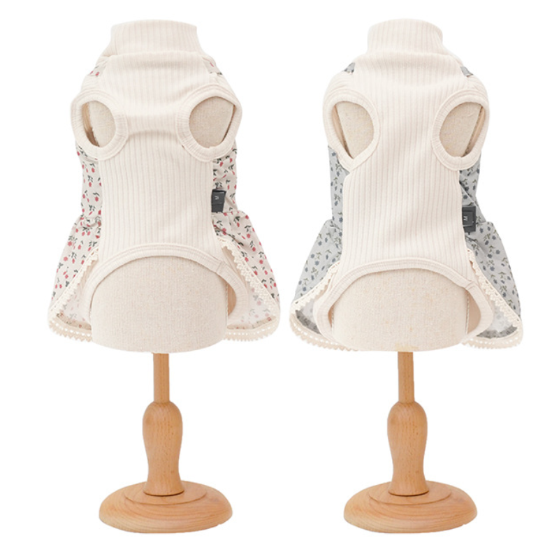 Pet Two Piece Dress Set Mock Collar Winter Design