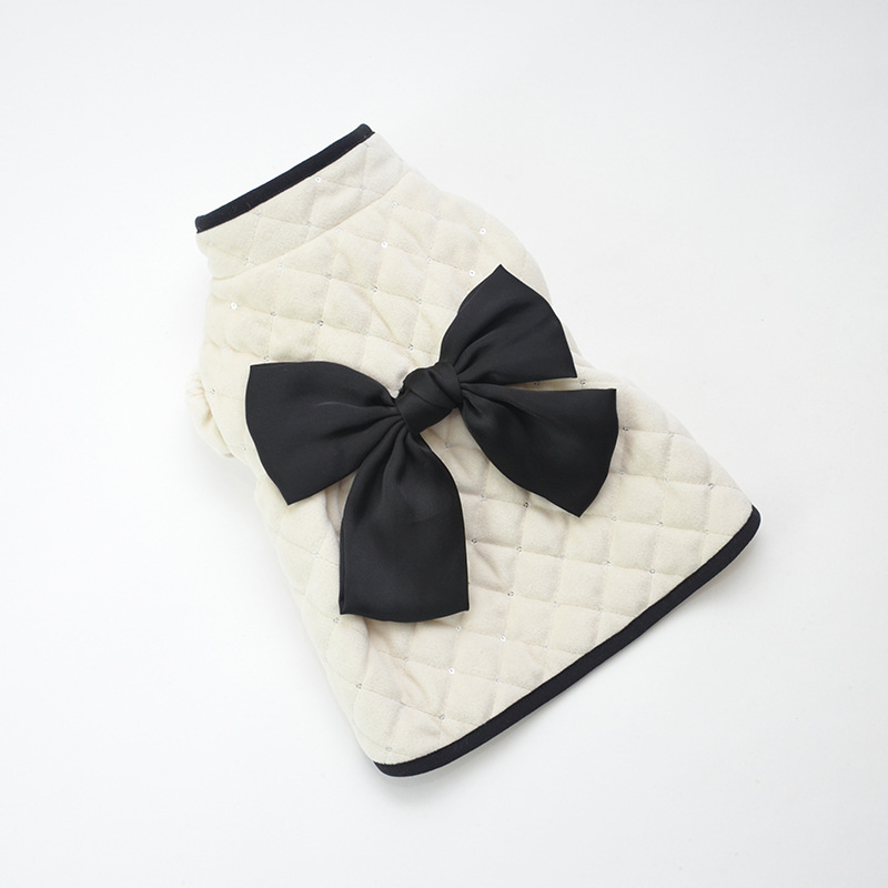 Pet Quilted Vest Bow Detail Winter Fashion