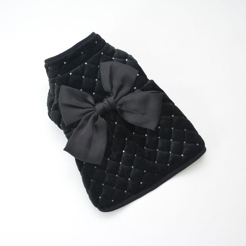 Pet Quilted Vest Bow Detail Winter Fashion