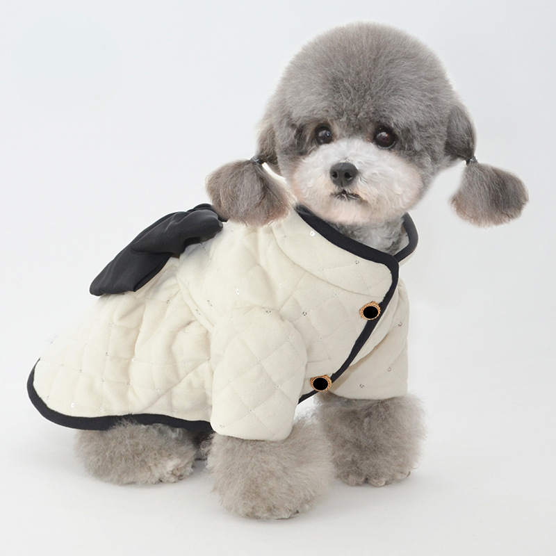 Pet Quilted Vest Bow Detail Winter Fashion
