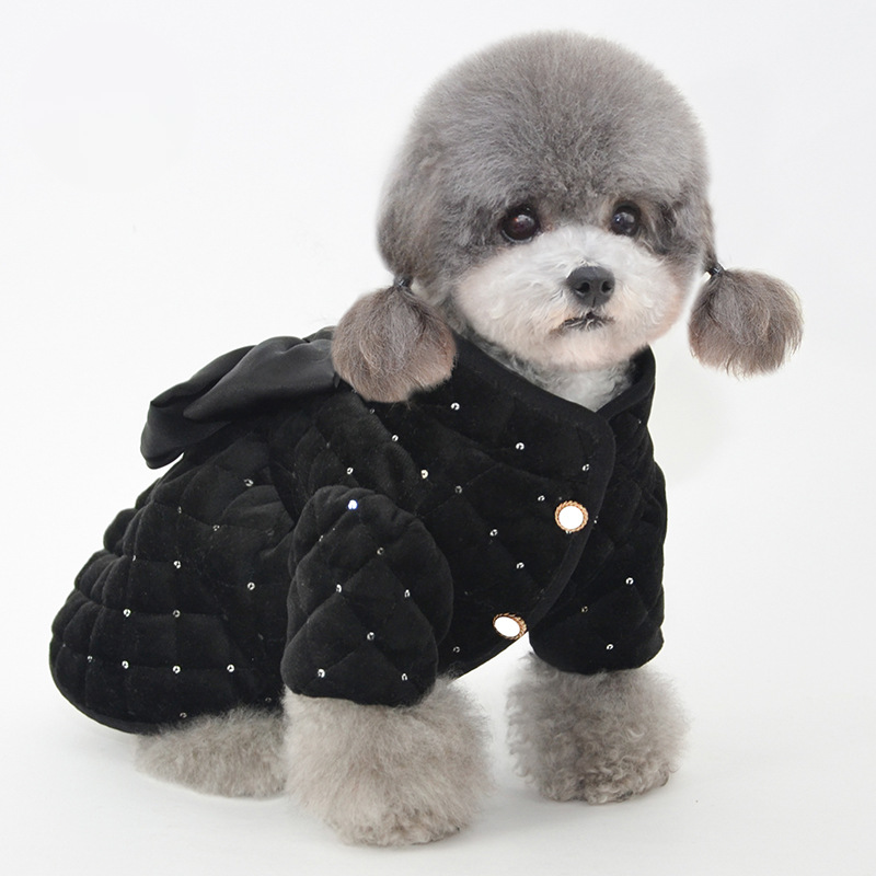 Pet Quilted Vest Bow Detail Winter Fashion