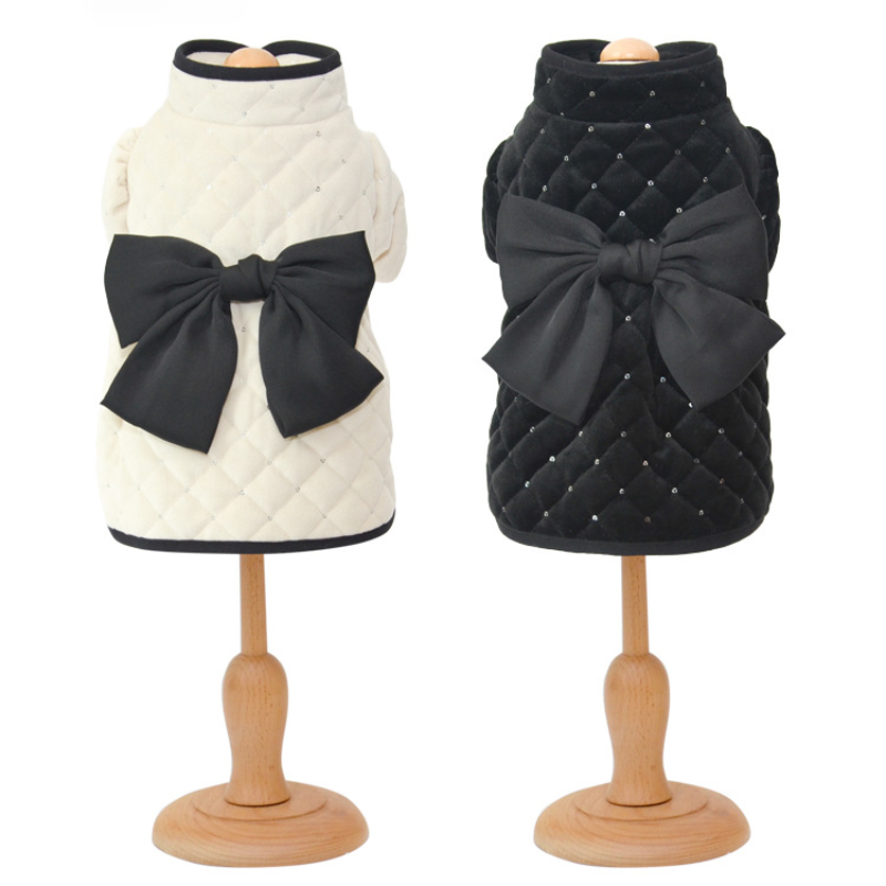 Pet Quilted Vest Bow Detail Winter Fashion