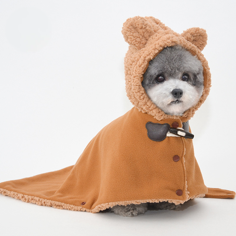 Pet Hooded Cape Bear Ears Plush Sleepwear