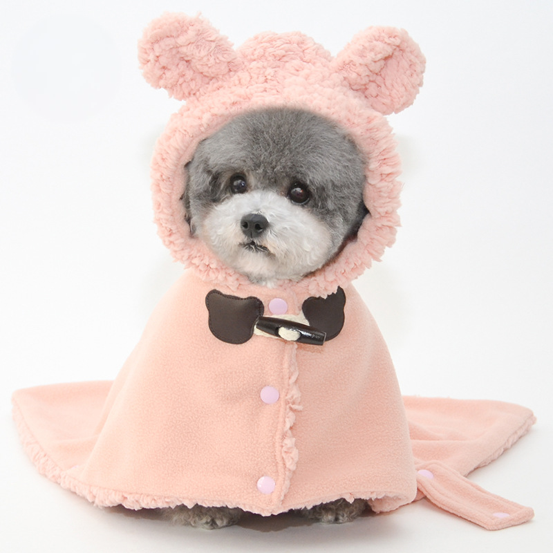 Pet Hooded Cape Bear Ears Plush Sleepwear