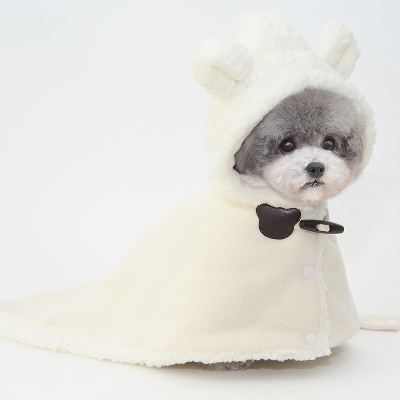 Pet Hooded Cape Bear Ears Plush Sleepwear