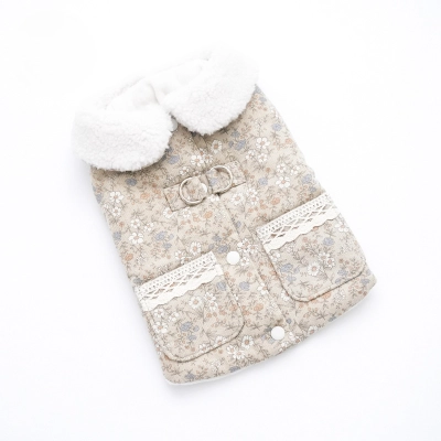 Pet Floral Vest Plush Collar Winter Warmth 02