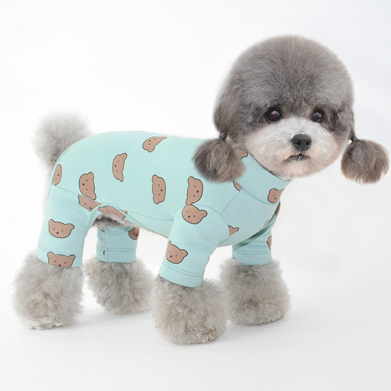 Pet Bear Print Bodysuit Stretch Cotton Four Legs