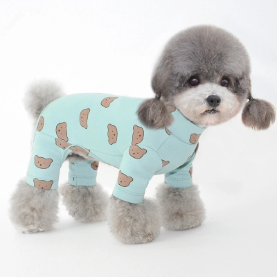 Pet Bear Print Bodysuit Stretch Cotton Four Legs 02