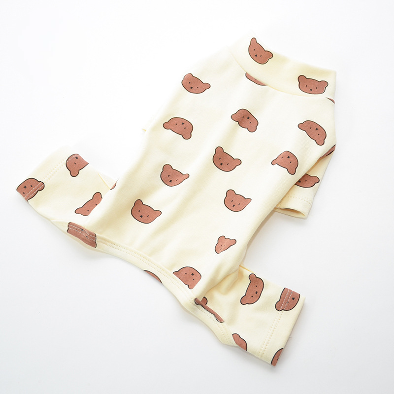 Pet Bear Print Bodysuit Stretch Cotton Four Legs