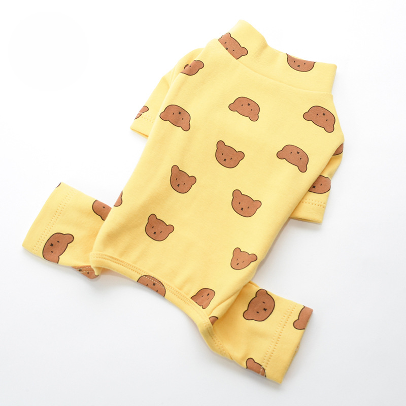 Pet Bear Print Bodysuit Stretch Cotton Four Legs
