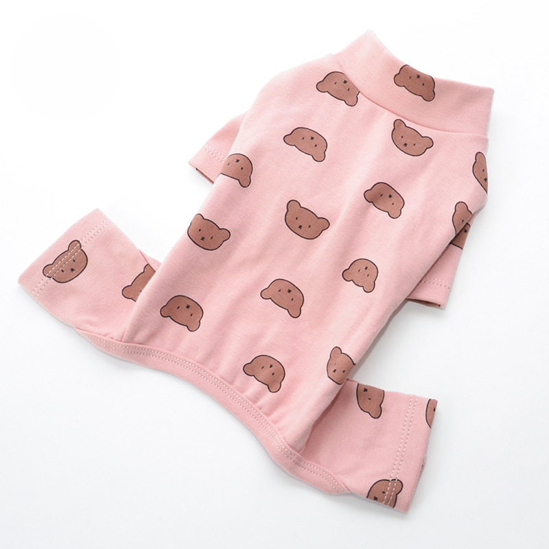Pet Bear Print Bodysuit Stretch Cotton Four Legs